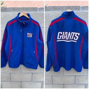 Vintage NY Giants Blue Full Zip Jacket NFL Embroidered Logo Y2K Men’s L